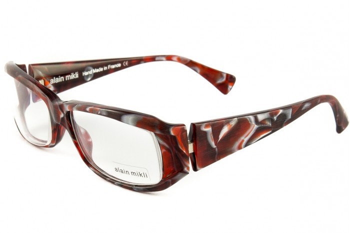Brillen Accessoires Zonnebrillen & Eyewear Brillen Montuur ALAIN MIKLI AL0942 Rechthoekig Gemarmerd Rood Designer 