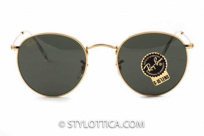 tale ven tryk Solbriller RAY BAN rb 3447 rundt metal 9196/31 Guld