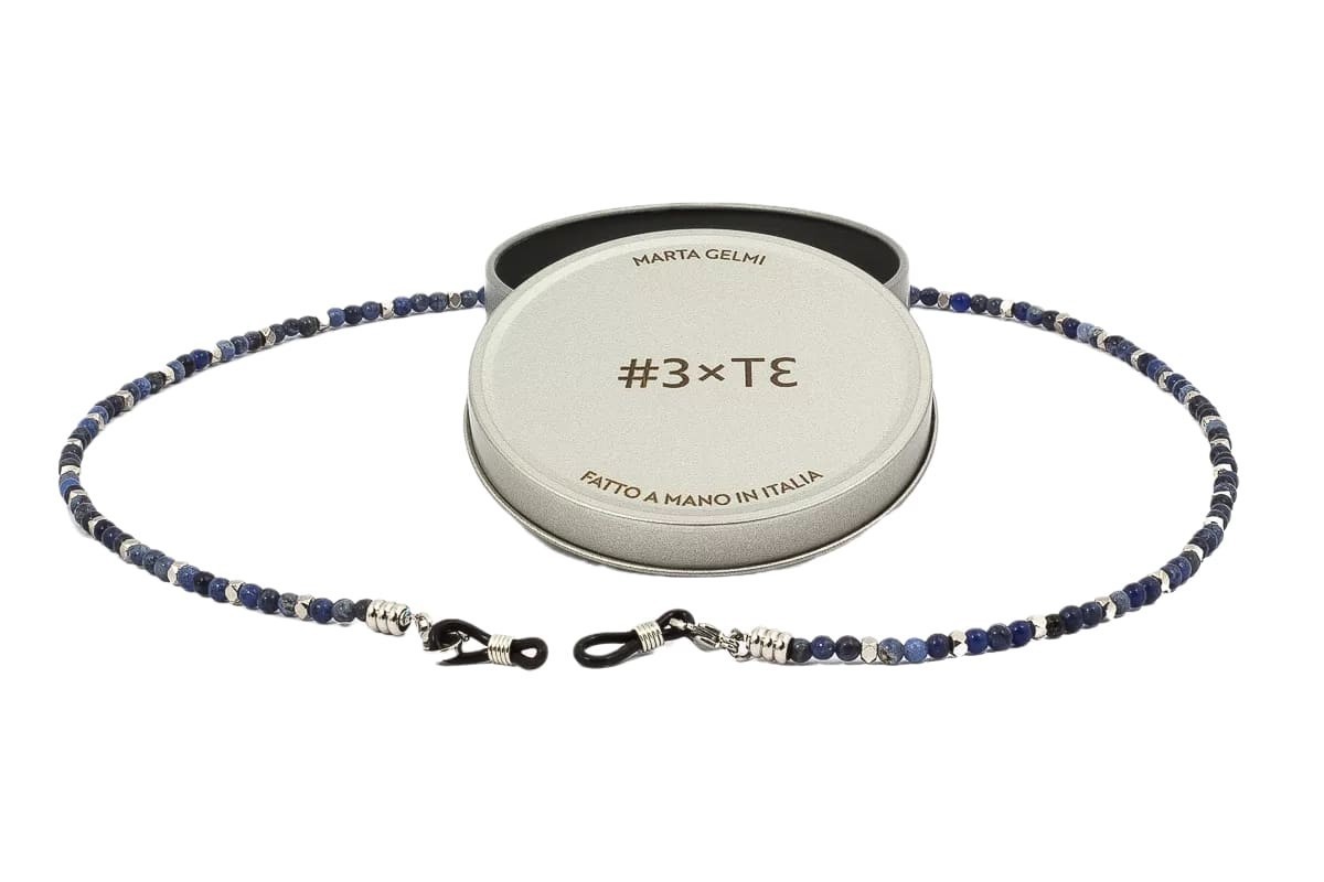 MARTA GELMI Glasses chain - 3XTE Moon Stone necklace Blue Agate Blue