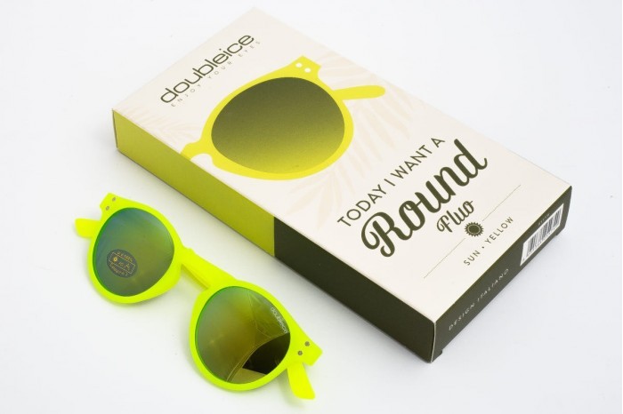 DOUBLEICE Runde Sonnenbrille in Neongelb