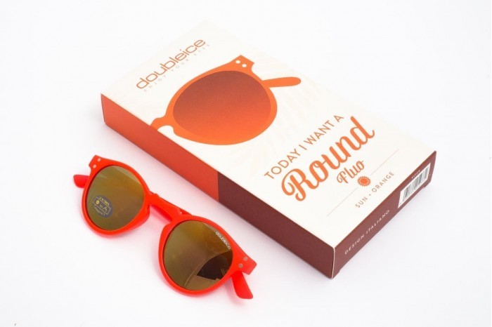 DOUBLEICE Runde fluo Orange solbriller