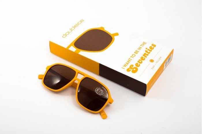 DOUBLEICE Halvfjerdser gule solbriller