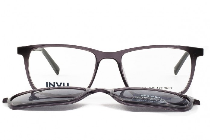 INVU Briller med clip sol til M4003 Grå