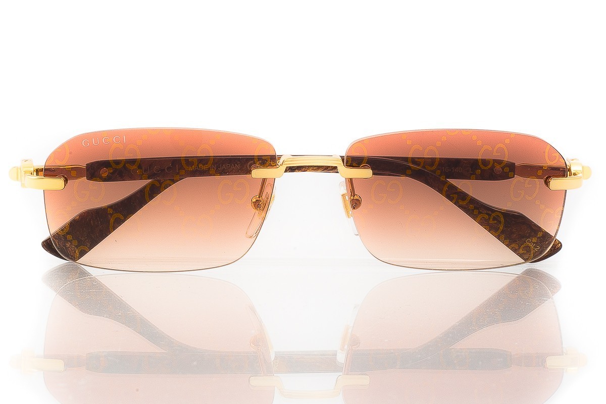 Brown Wood Louis Vuitton Round Frame Sunglasses