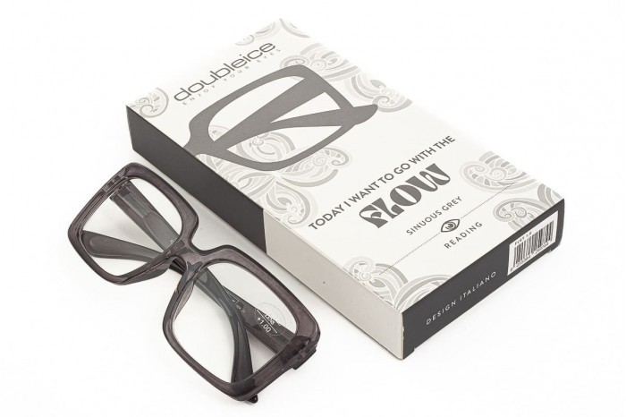 Óculos de leitura pré-montados DOUBLEICE Flow sinuoso cinza