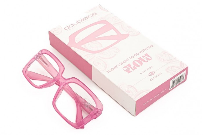 Formonterede læsebriller DOUBLEICE Flow blød pink