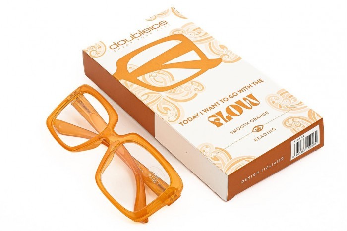 Förmonterade läsglasögon DOUBLEICE Flow slät orange