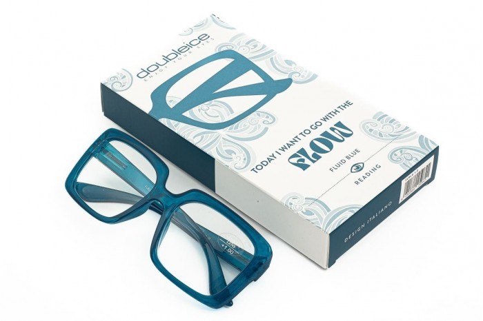 Pre-assembled reading glasses DOUBLEICE Flow fluid blue